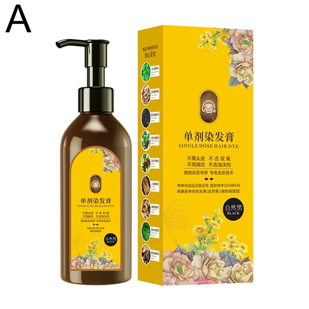 Plant-Based Hair Color Shampoo 210ml – Nourishing Floral Fragrance Hair Dye for Gray Coverage & Vibrant Color Peaceful Pleasures Health and Wellness black