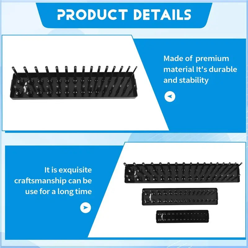A36T-3Pc Socket Organizer Tray Set Socket Trays 1/4Inch 3/8Inch & 1/2Inch Drive Deep And Shadow Socket Holders Peaceful Pleasures Health and Wellness