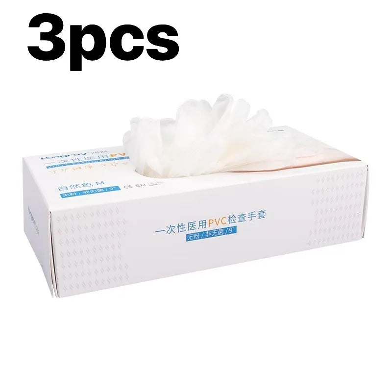 Disposable PVC Gloves 50-Pack | Latex-Free, Food Safe, Powder-Free