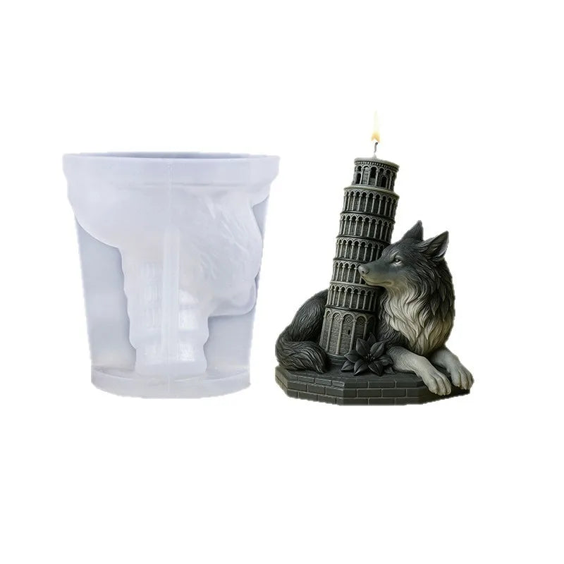 3D Gothic Wolf & Leaning Tower Silicone Candle & Resin Mold