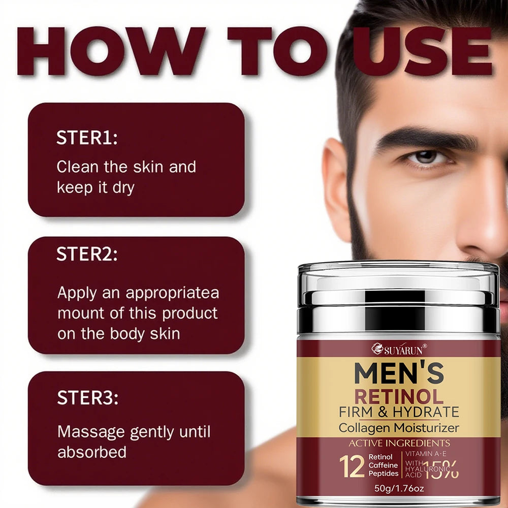 Collagen Retinol Men's Face Cream - Anti-Aging Wrinkle Reduction & Firming Moisturizer, Oil-Free Hydrating Skincare for Men. Peaceful Pleasures Health and Wellness