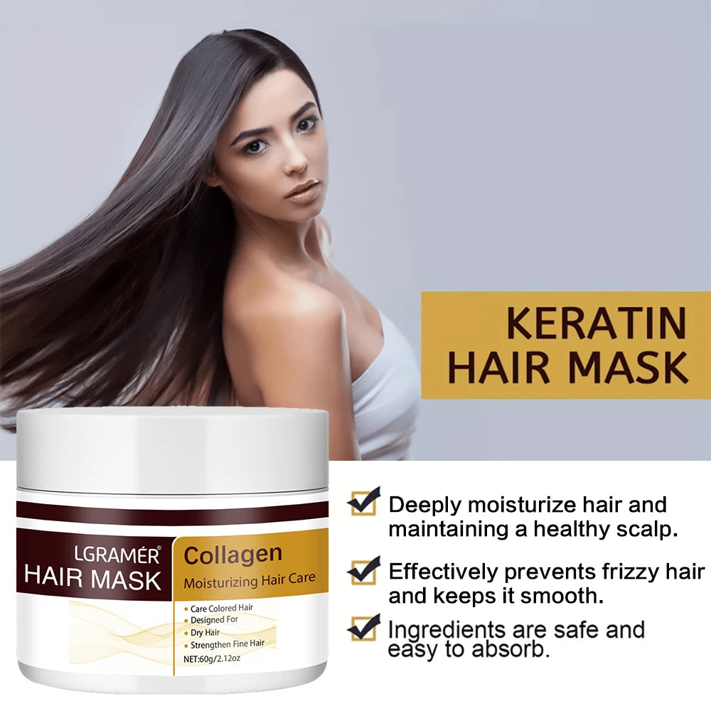 Deep Repair Damaged Dry Hair-collagen Conditioning Intense Hydrating Hair Mask Essence Keratin Conditioner for All Hair Types Peaceful Pleasures Health and Wellness