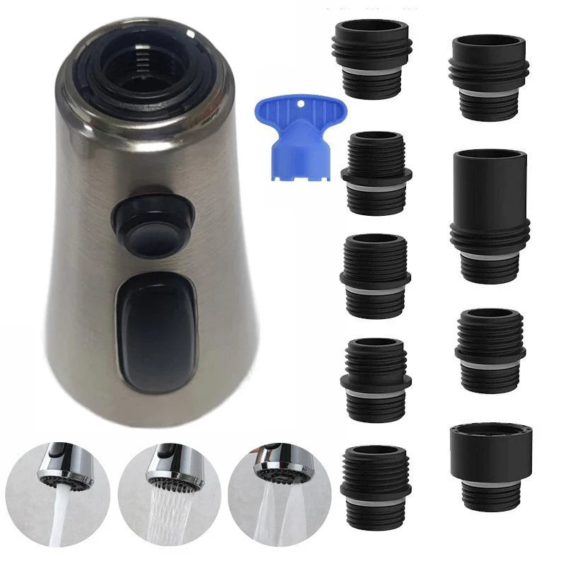Kitchen Faucet Sprayer Head – 9 Nozzles, 3 Modes, Water Saving