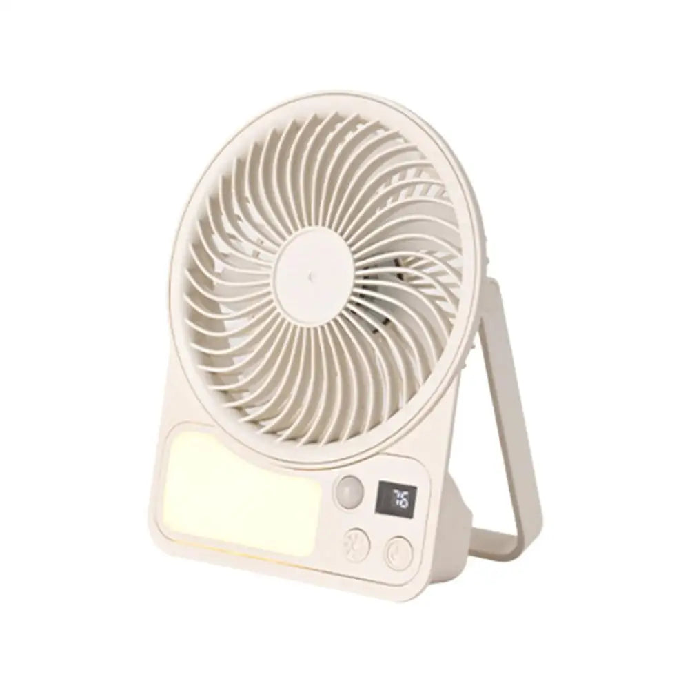 USB Rechargeable Motion Sensor Fan with Light Portable Desk Fan for Dorm Bedroom Camping Quiet Small Fan Long Battery Life Auto Peaceful Pleasures Health and Wellness White
