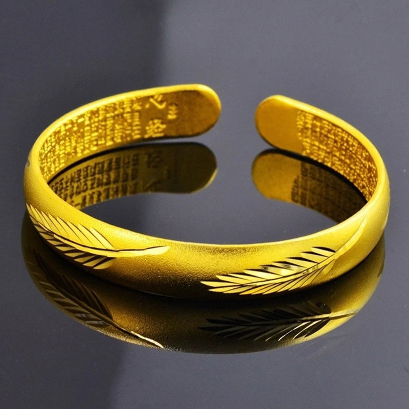 Sand Gold Heart Sutra Bracelet – Dragon Engraved Prayer Beads
