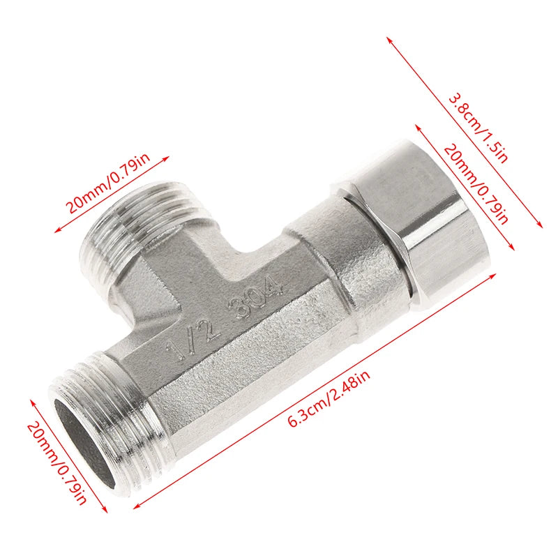 New G1/2" T-Valve Toilet Dispenser Diverter Valve Three-way Water Pipe Splitter Diverter Valve Bath Bidet Sprayer Shower Fitting Peaceful Pleasures Health and Wellness
