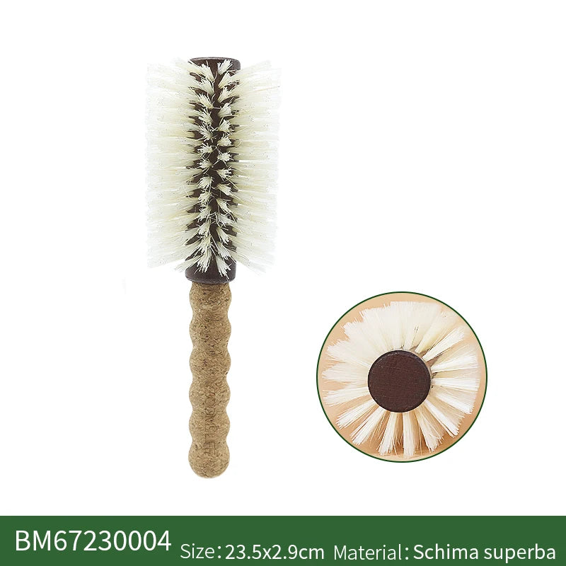 Boar Bristle Round Barrel Hair Brush – Cork Handle Anti-Static