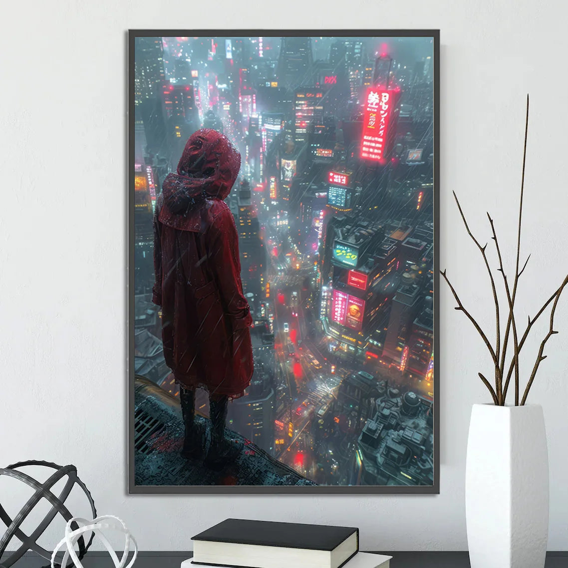 Cyberpunk City Canvas Wall Art | Sci-Fi Poster for Game Room
