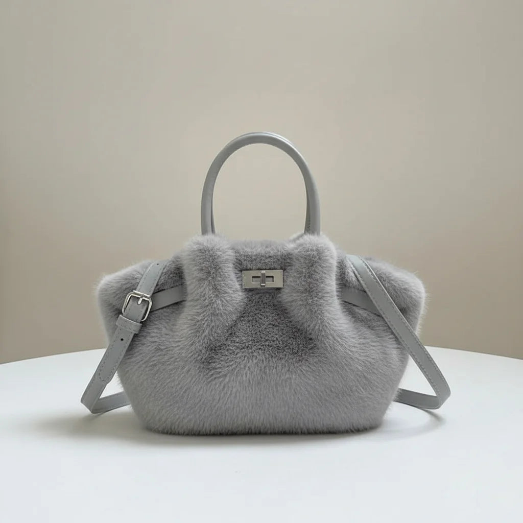 Women's Fuzzy Tote Bag Fashion Bucket Bag Fluffy Shoulder Crossbody Bag with Soft Material and Multiple Carrying Options Peaceful Pleasures Health and Wellness