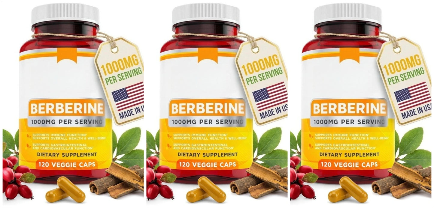 Berberine HCl 1000mg – Immune & Digestive Support | 120 Vegan Caps