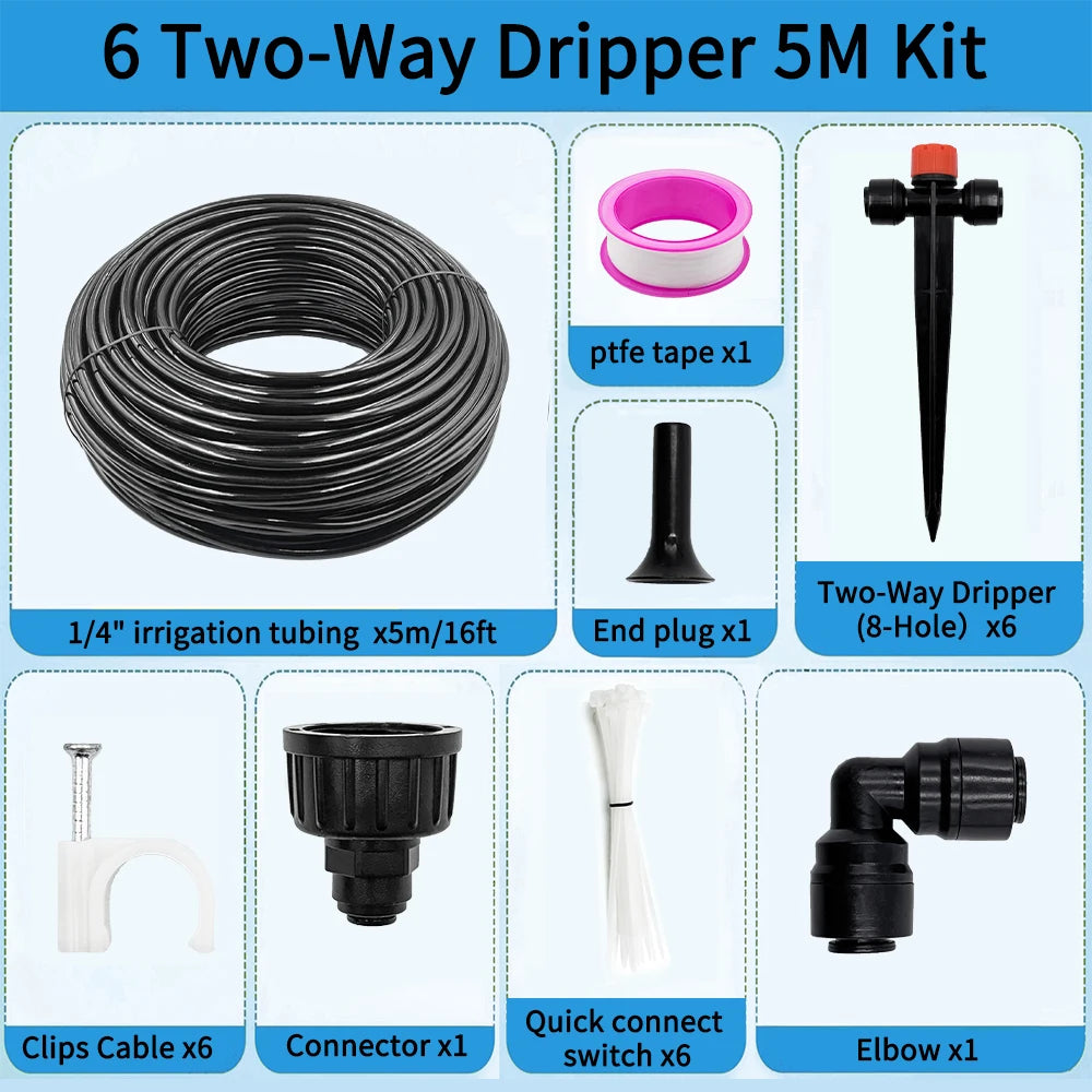 Garden Watering System, Quick-Connect Drip Irrigation Kit, DIY Automatic Irrigation Equipment Set for Lawn Raised Bed Greenhouse Peaceful Pleasures Health and Wellness 5M