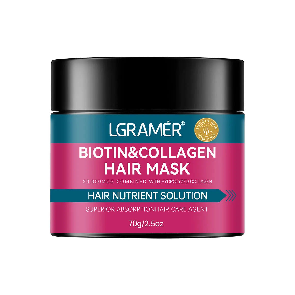 Biotin Collagen Hair Mask Repairs Dry Frizz Softens Hair Prevents Breakage Split Ends Nourishes White Horn Egg Scalp Care Peaceful Pleasures Health and Wellness 70g