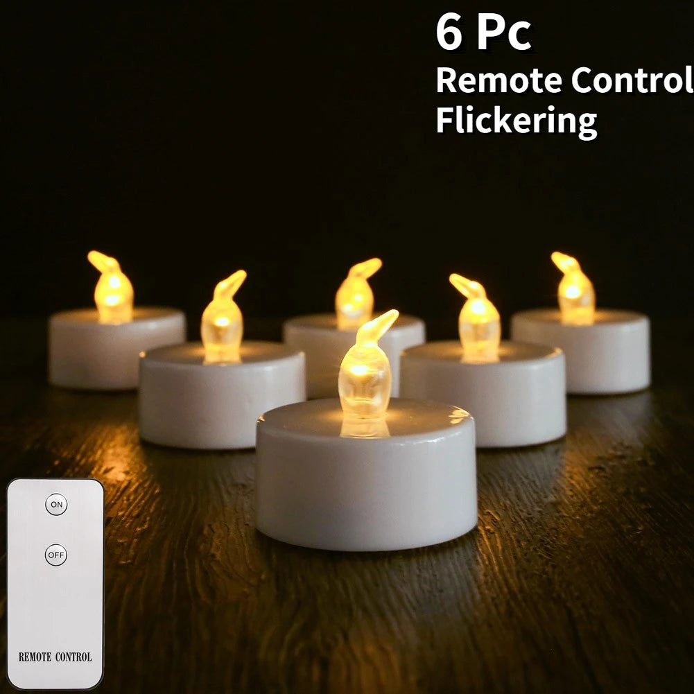 Candles 12/24 Pack Warm Yellow Flameless LED Tea Lights Battery Operated 200+Hours For Aniversary Wedding Home Table Decoration Peaceful Pleasures Health and Wellness B 6Pc with Remote