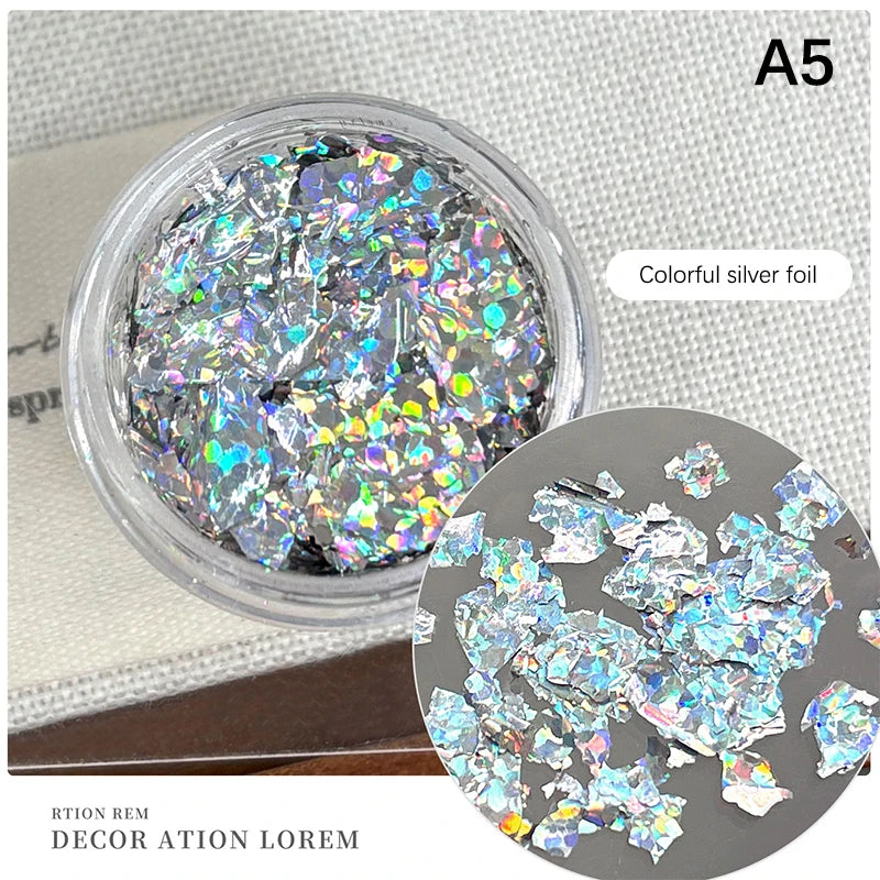 1Box Gold Foil Fragment Nail Glitter For DIY Nails Sticker Art Nail Decorations Multi Color Gold Leaf Flakes Peaceful Pleasures Health and Wellness A5