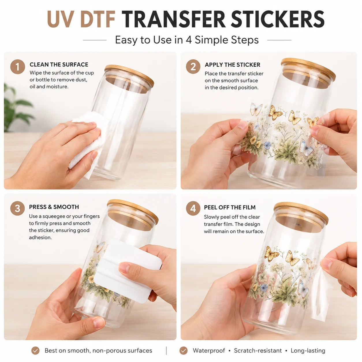 Watercolor Butterfly Floral UV DTF Transfer Sticker | Full Wrap