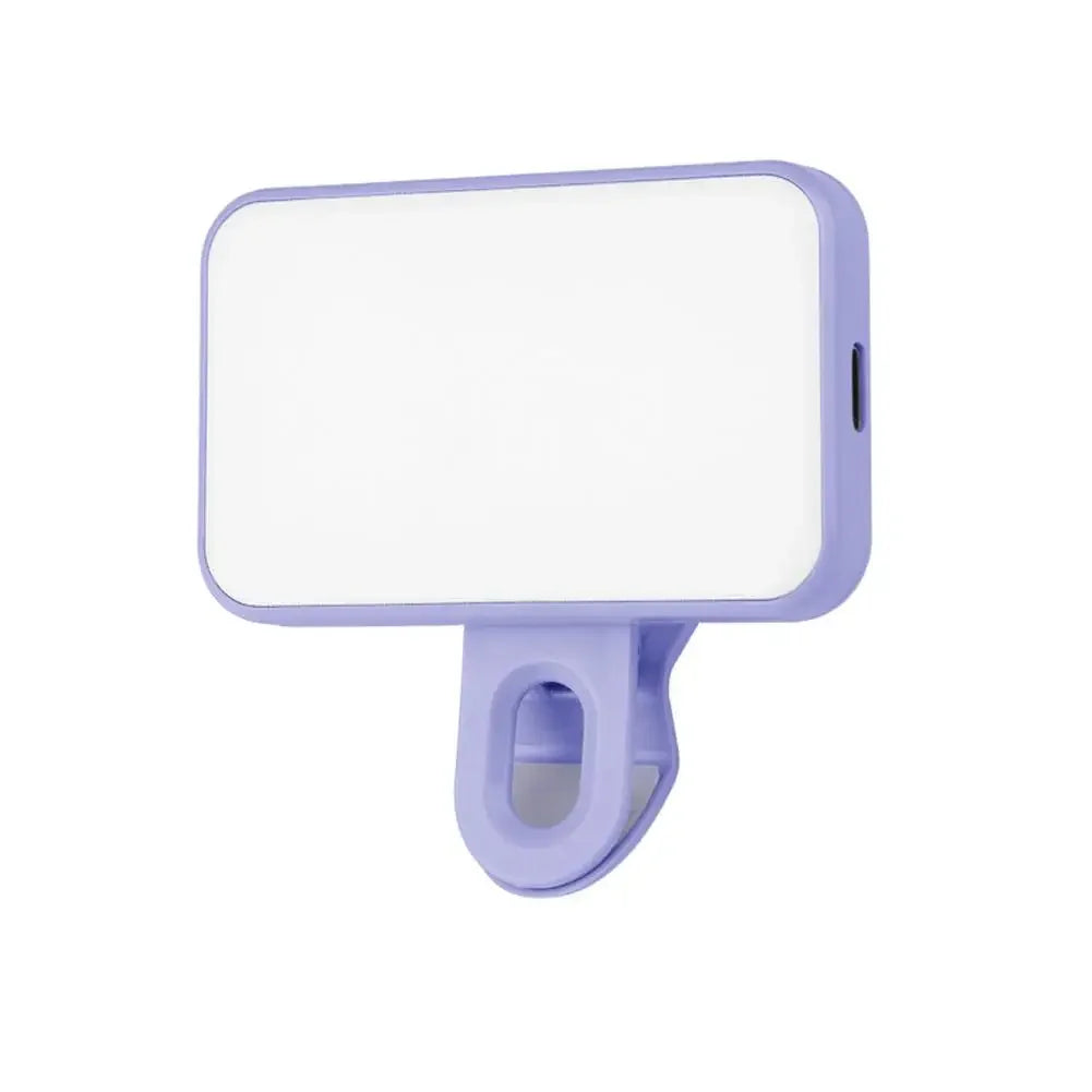 Portable Mini Selfie Fill Light Rechargeable 3 Modes Adjustable Brightness Clip On For Mobile Phone Make Up Computer Fill Light Peaceful Pleasures Health and Wellness purple