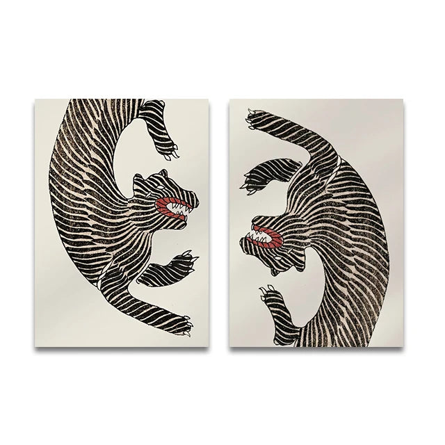 Taguchi Tomoki Japanese Vintage Animal Canvas Wall Art Unframed