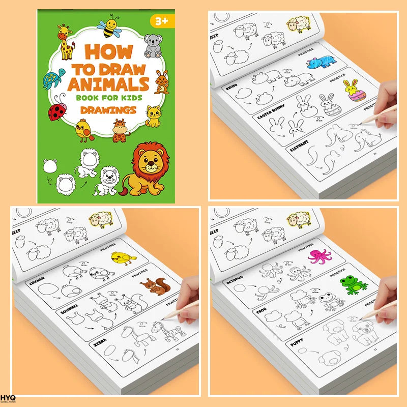 How Draw Animals Step-by-step Drawing Book- Learning Painting Perfect