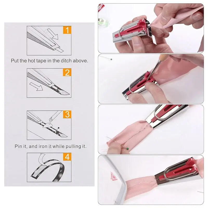 A36T-Tape Maker Kit 6Mm 12Mm 18Mm 25Mm 9Mm Single And Double Fold Fabric Bias Binding Maker Sew Tool For Fabric Patchwork Durabl Peaceful Pleasures Health and Wellness