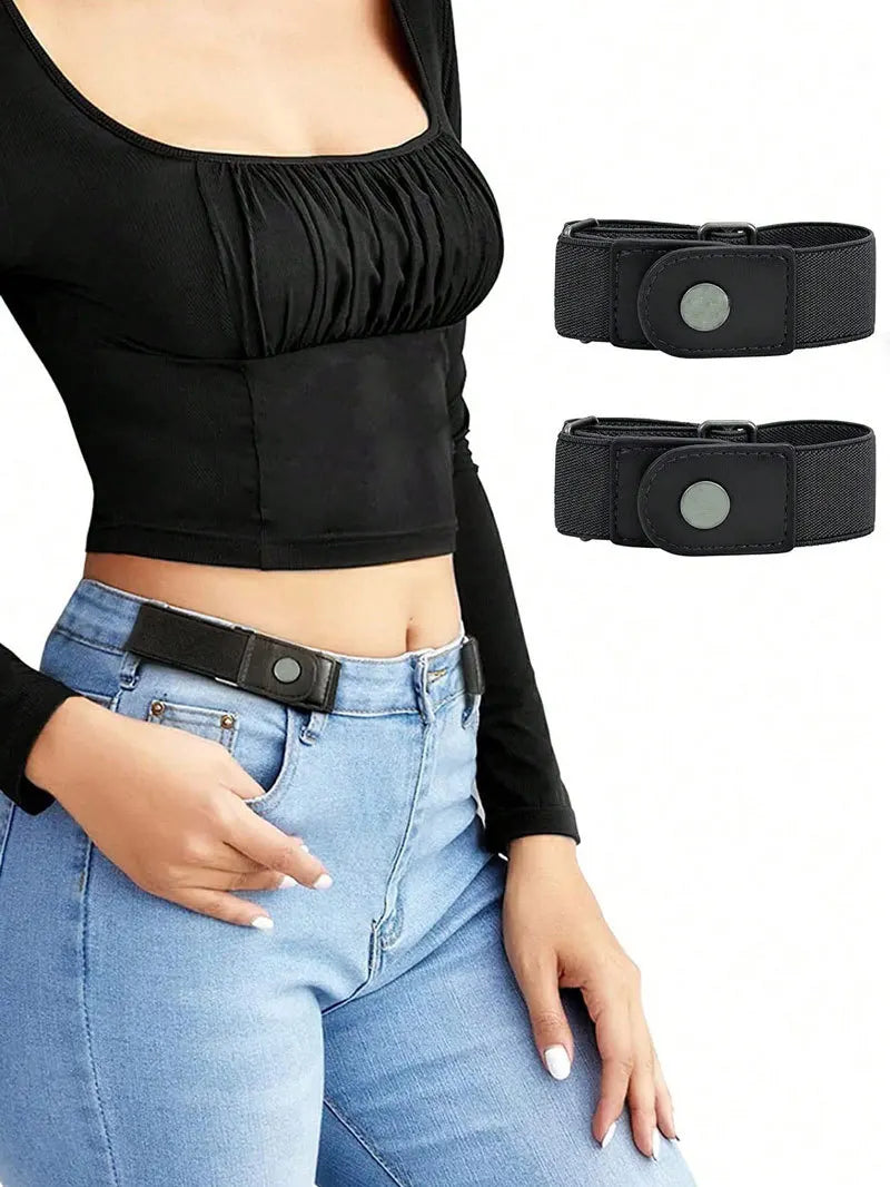 2-Pack No Buckle Elastic Belt Unisex | Invisible Stretch Belt