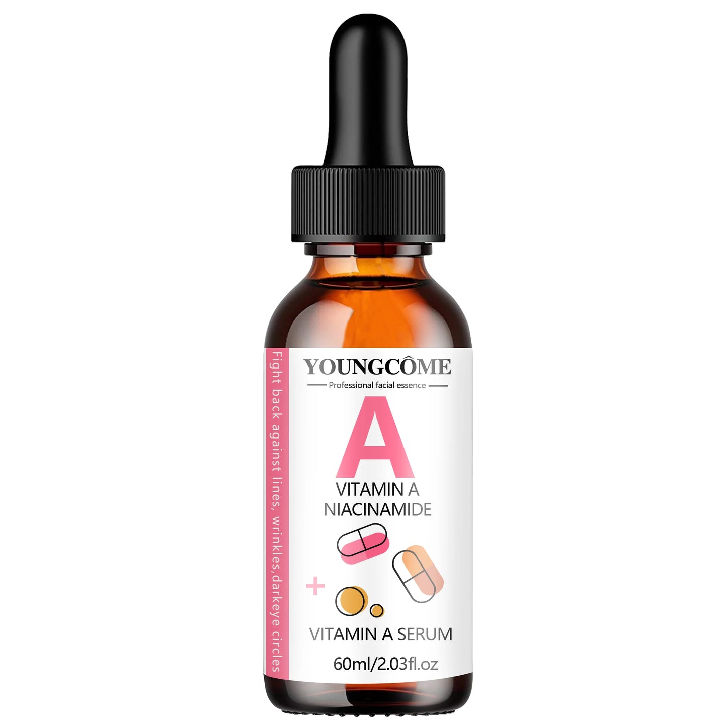 Vitamin A Serum with Retinol & Hyaluronic Acid - Brighten Skin & Hydrate Under Eye Area - Gentle Daily Skincare Peaceful Pleasures Health and Wellness 60ml
