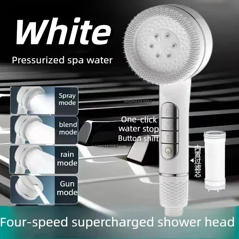 Gold Handheld Rain Shower Head Set – 4-Mode Water Saving