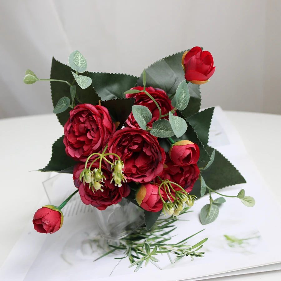 Silk Peony Artificial Flower Bouquet | Wedding & Home Décor