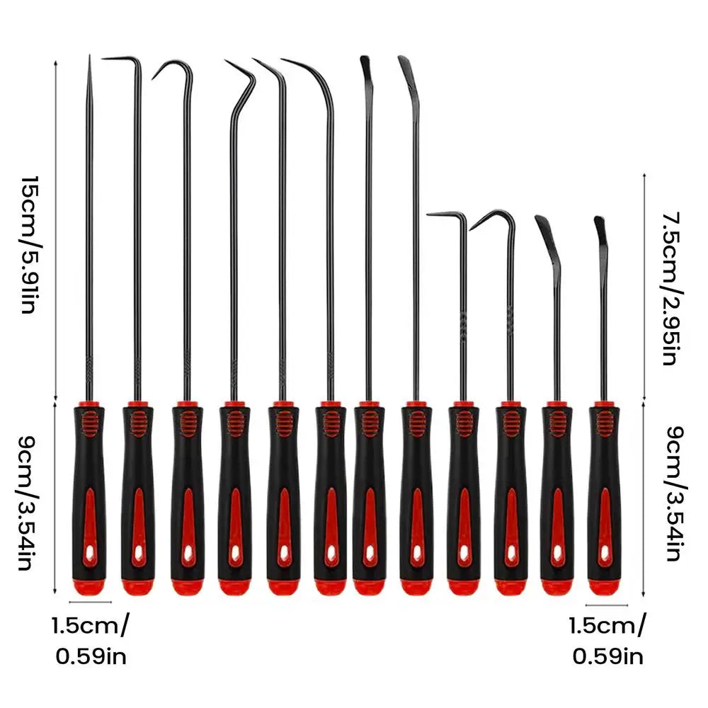 12-Piece O-Ring & Oil Seal Hook Pick Removal Tool Set