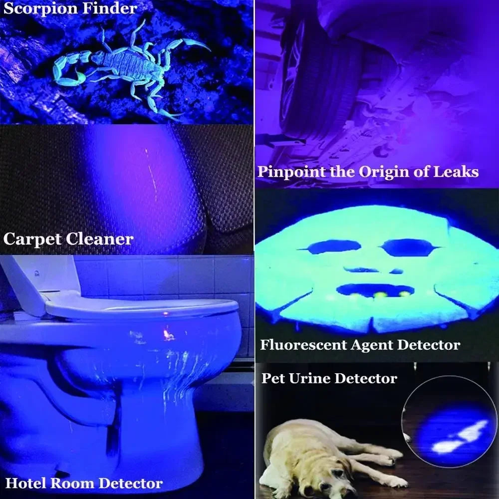 100LED 395nm UV Flashlight High Power Ultraviolet Torch Money Ore Pet Stains Invisible ink Scorpion Marker Fluorescent light Peaceful Pleasures Health and Wellness