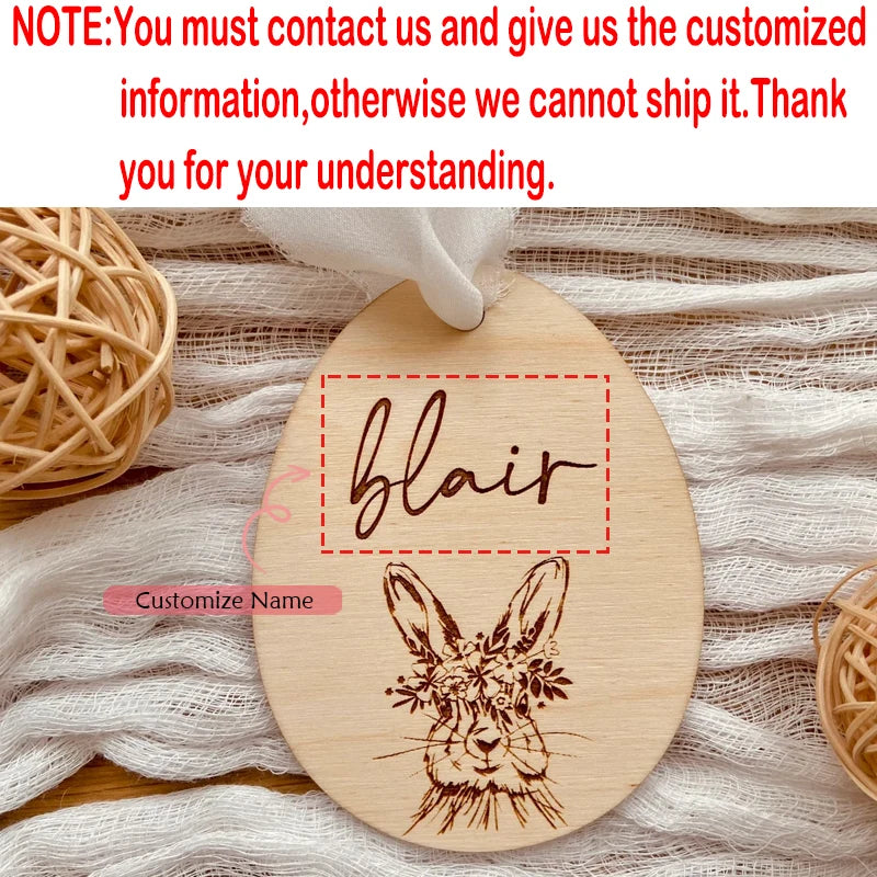 Personalized Wood Name Tag Easter Basket Kids | Egg Hunt Easter Basket Accessory Peaceful Pleasures Health and Wellness custom B 6CM 1pcs