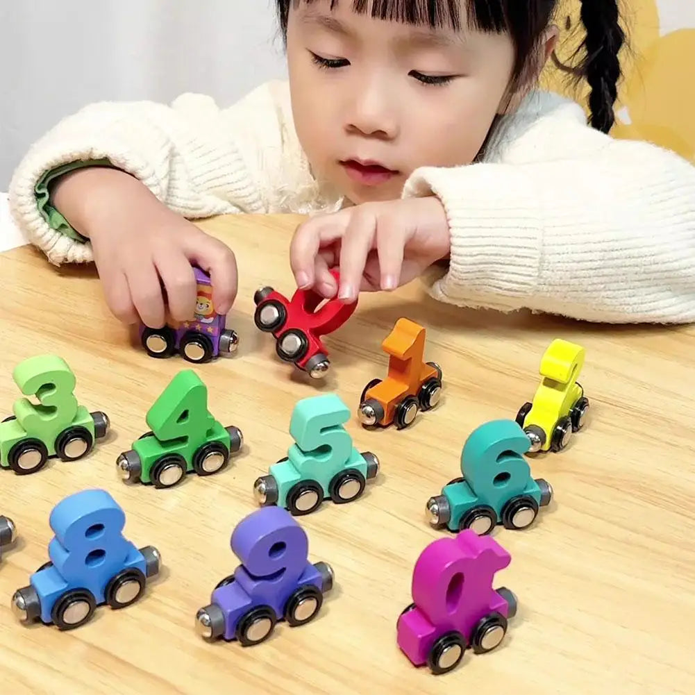Wooden Magnetic Number Train Toy | Toddler Learning Blocks