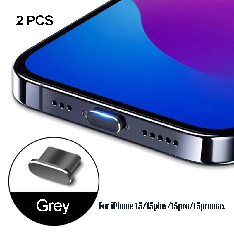 iPhone15 Pro Max Accessories iPhone Dust Plug For Mobile Phone Accessories Dust Cap For Mobile Usb Dust Plug Usb A iPhone15 Plus Peaceful Pleasures Health and Wellness Grey(2pcs)