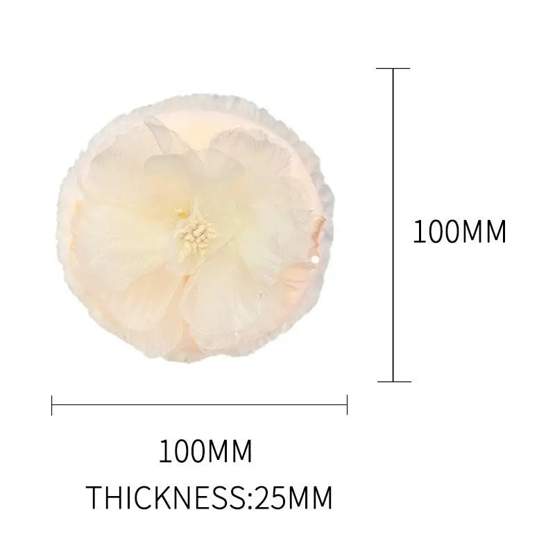 3D Ribbon Flower Velvet Powder Puff | Dual-Sided Fluffy