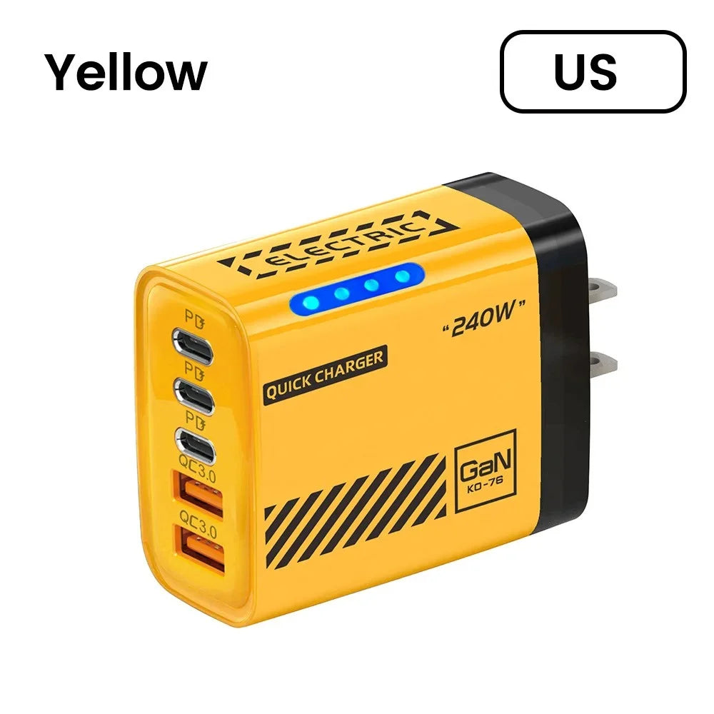 5-Port USB-C PD QC 3.0 Fast Charger for iPhone & Android