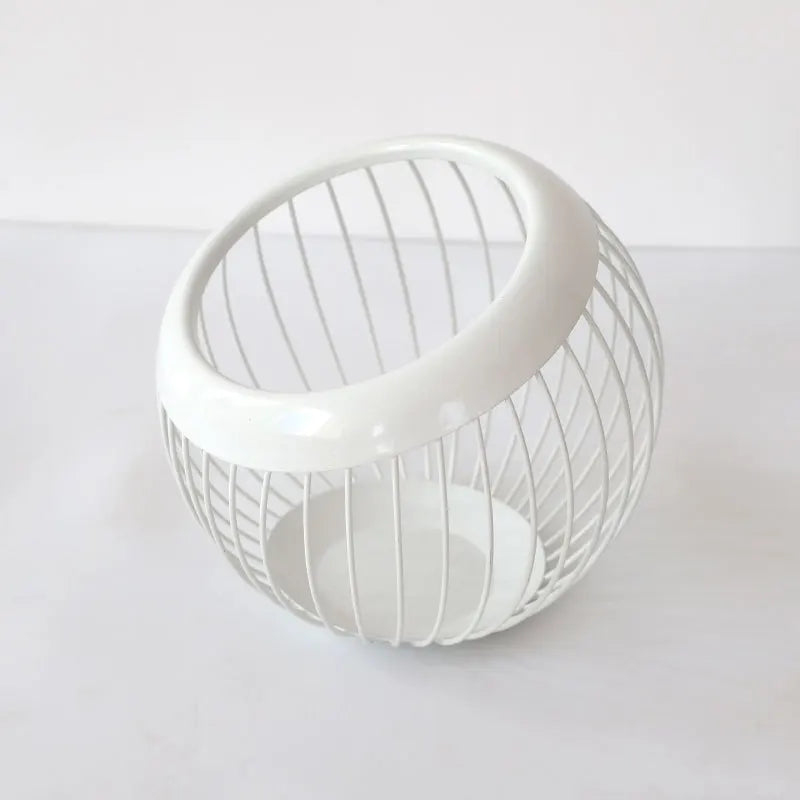 Coffee Pod Metal Holder Large Capacity Ball Shaped Holder Storage Basket Fruit Plate Drain Basket Home Kitchen Storage Basket Peaceful Pleasures Health and Wellness white