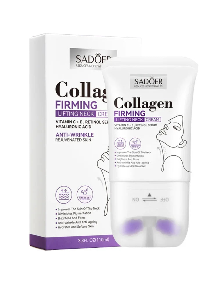 SADOER Collagen Firming Neck Cream Lifting Moisturizing Brightening Message Roller Neck Beauty Cream Necks Skin Care Products Peaceful Pleasures Health and Wellness