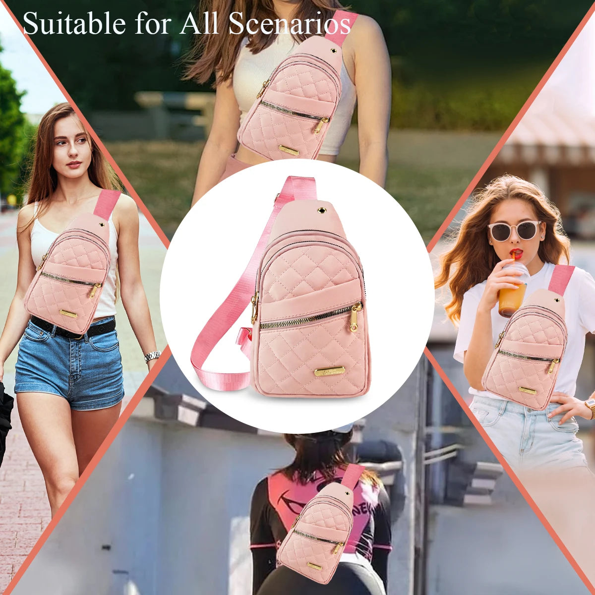 Adjustable Quilted Sling Backpack Outdoor Travel Bag For Men Women Casual Crossbody Small Sling Backpack Sling Bags Peaceful Pleasures Health and Wellness