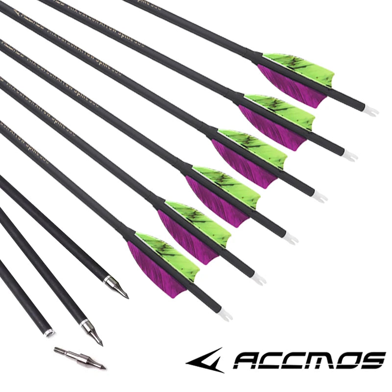6 ID6 Sp500 Archary Carbon Arrows Turkey Feather 100 125gr Tips