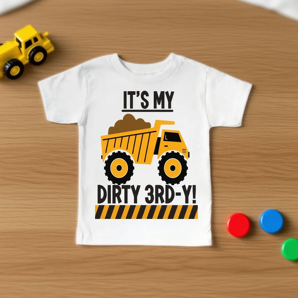 Dirty 3rd Birthday Dump Truck Toddler Shirt | Construction Party