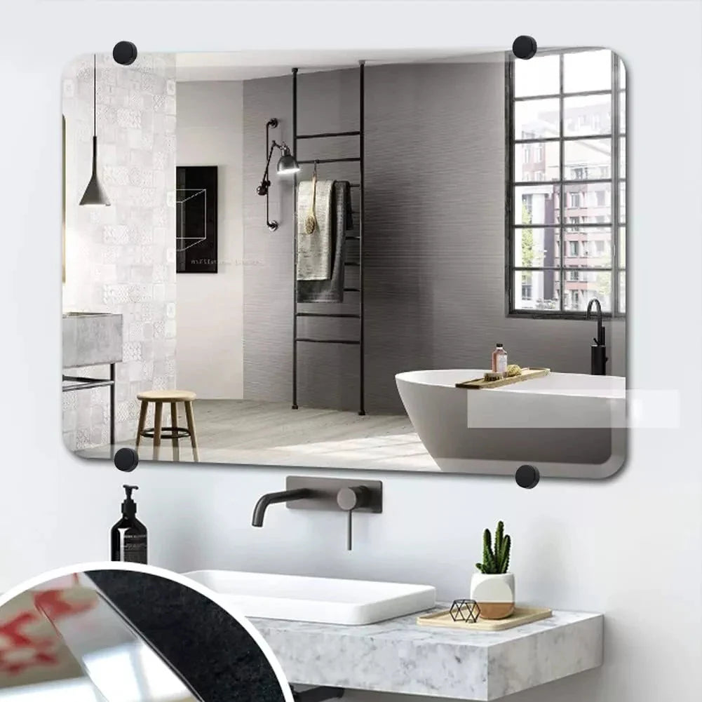 4-Pack Zinc Alloy Frameless Mirror Clips | Wall Mounting Kit