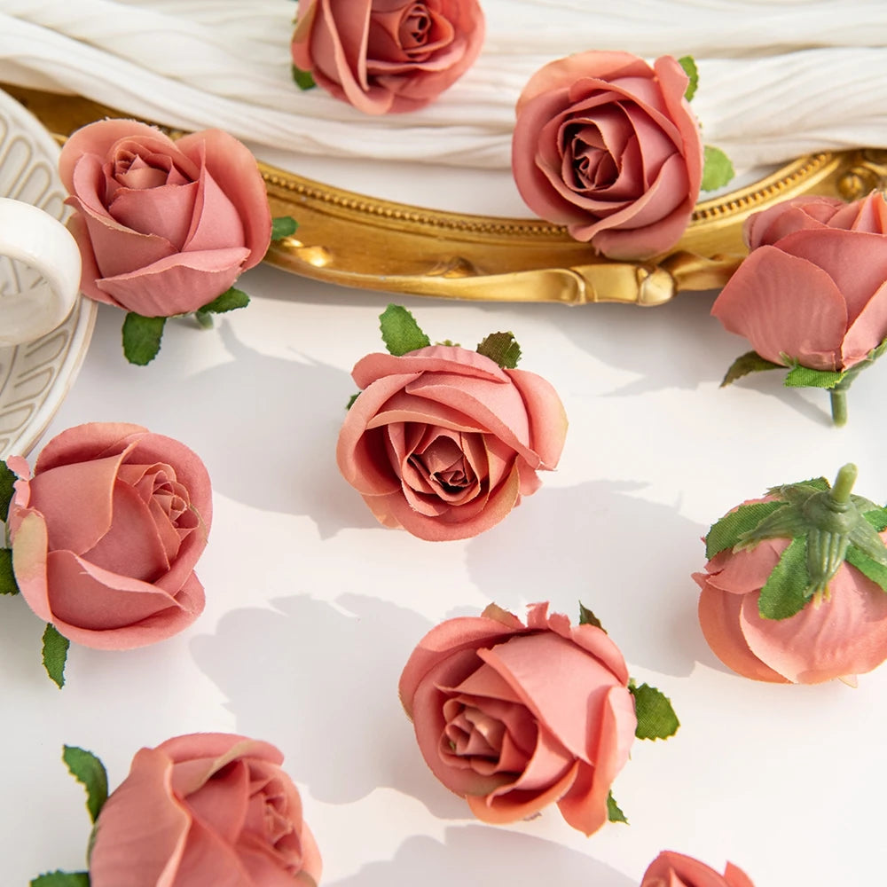 Silk Rose Heads 50/100pcs – Artificial Flowers for Wedding & DIY