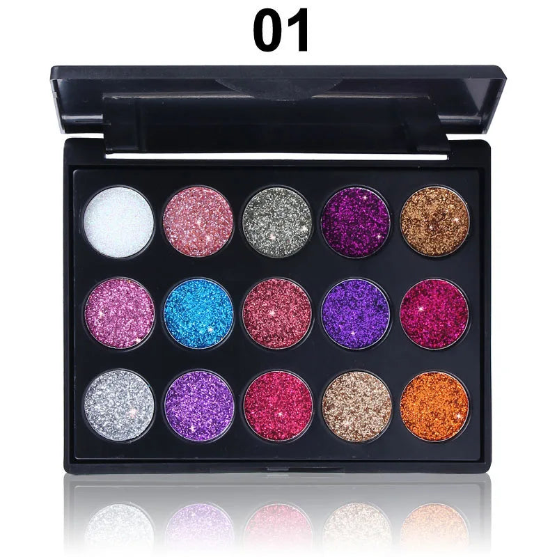 CmaaDu 15-Color Diamond Glitter Eyeshadow Palette – Shimmer