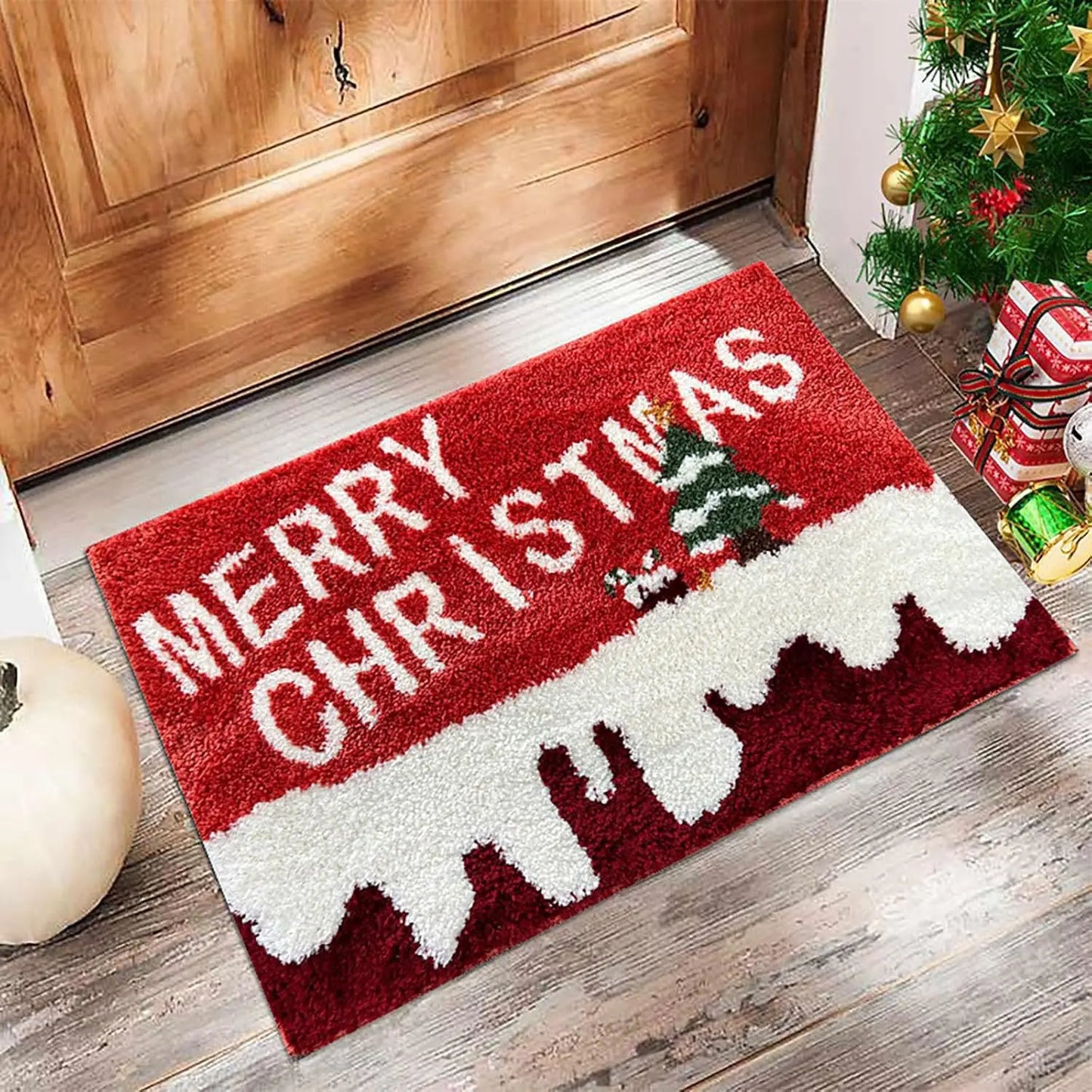 Christmas Tree Santa Claus Elk Christmas Entry Door Floor Mat Festive Decorations Carpet Bathroom Anti-slip Mat Entrance Doormat Peaceful Pleasures Health and Wellness Style A 40cmx60cm