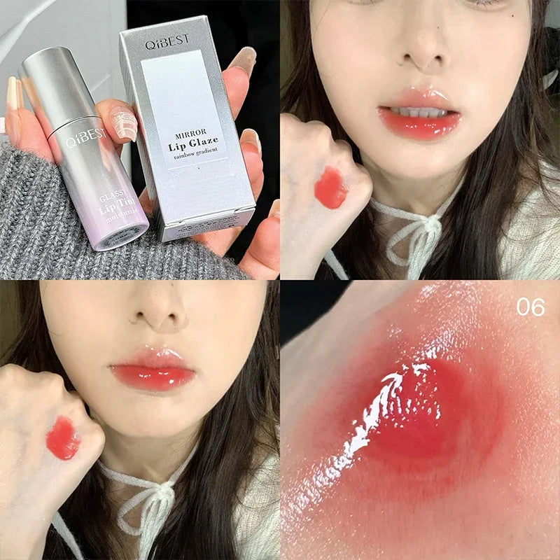 QIBEST Mirror Lip Glaze Long-lasting Moisturizing Easy Halo-dyeing Waterproof Mirror Water Glass Lip Gloss Korean Cosmetics Peaceful Pleasures Health and Wellness 06