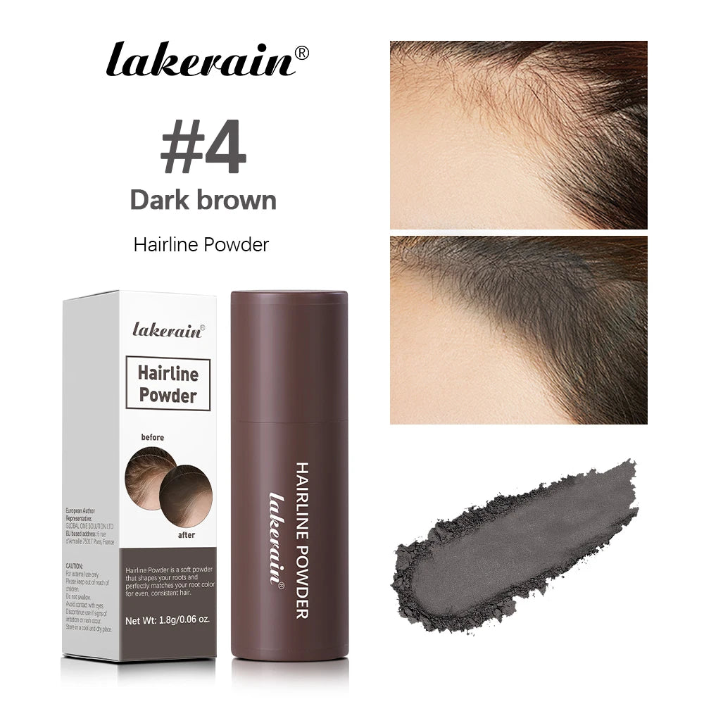 Lakerain Hairline Powder Filling Hair and Eyebrows Gaps Naturally Modify Long Lasting Holding Waterproof Sweat-proof Fine Powder Peaceful Pleasures Health and Wellness Dark brown