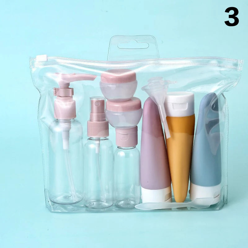 11Pcs/Set Travel Refillable Bottle Cosmetic Lotion Toner Spray Shampoo Essentials Cream Bottle Empty Container For Toiletries Peaceful Pleasures Health and Wellness 3