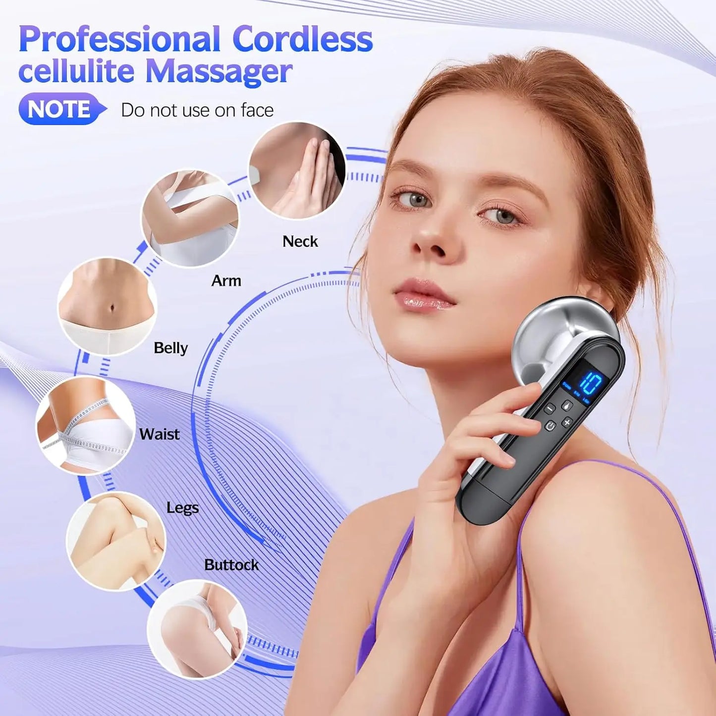 Body Sculpting Machine - Professional Handheld Cordless Cellulite Massager - Suitable for Belly, Neck, Legs, Hip, Arms Peaceful Pleasures Health and Wellness