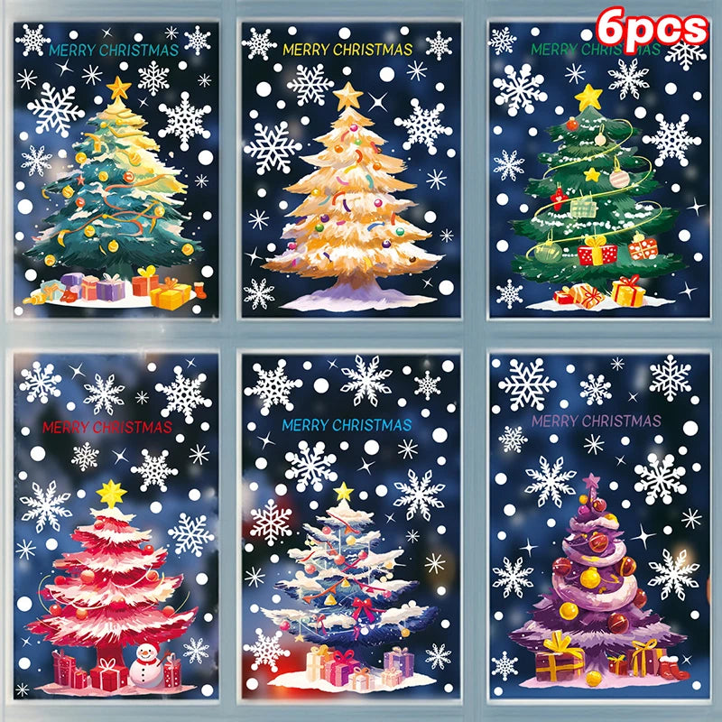 Christmas Window Clings – Tree, Snowman & Snowflake Decals