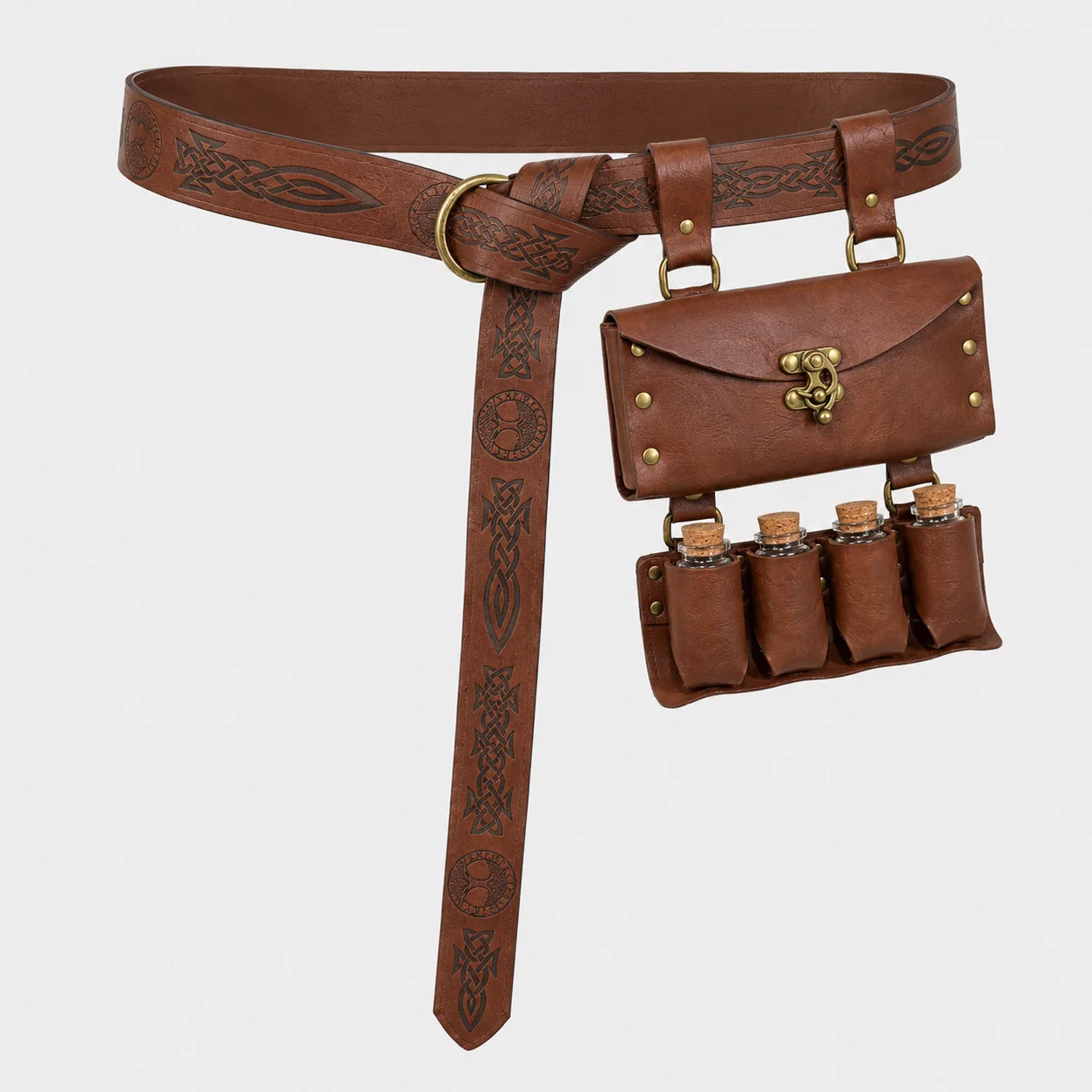 Vintage Viking Leather Belt Pouch Potion Holders Medieval Cosplay