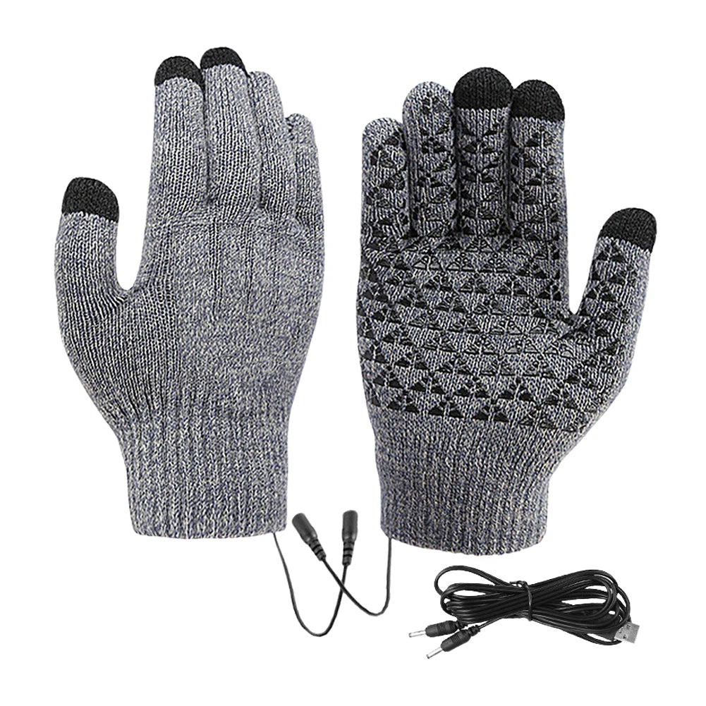 USB Heated Knitted Gloves | Touchscreen Non-Slip Winter Mitts